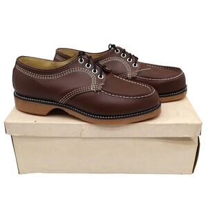 Cedar Crest Service Shoes Mens 6.5 Brown Leather Vintage Moc Toe Oxford Work